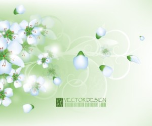 Clean Green Flower & Leaf Background Vector 01