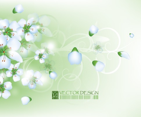 Clean Green Flower & Leaf Background Vector 01
