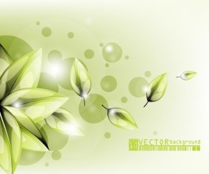 Clean Green Flower & Leaf Background Vector 03
