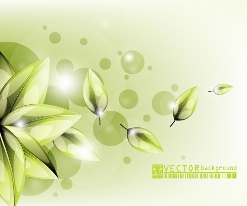 Clean Green Flower & Leaf Background Vector 03