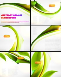 Set Of Vector Abstract Green Leaf Backgrounds