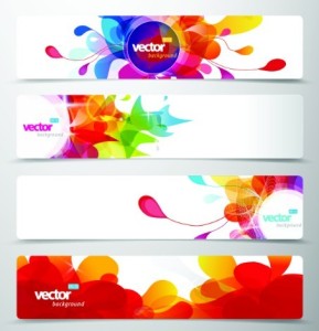 Set Of Vector Colored Banners with Abstract Floral Background