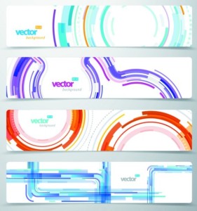 Set Of Vector Technology Banners with Abstract Lines Backgrounds