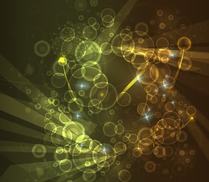 Vector Golden Bubbles and Lights Background