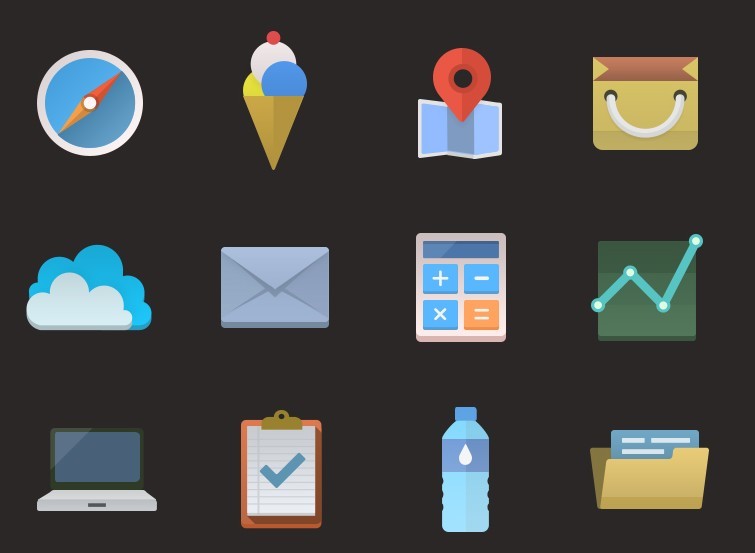 12+ Colorful Flat Icons PSD