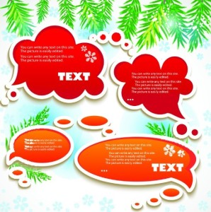 Lovely Christmas Speech Bubbles with Snowflake Backgrounds 01