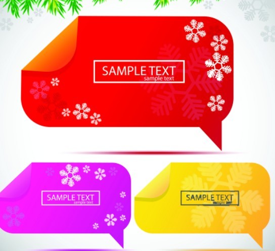 Lovely Christmas Speech Bubbles with Snowflake Backgrounds 02