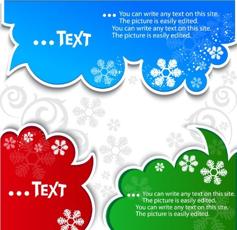Lovely Christmas Speech Bubbles with Snowflake Backgrounds 05