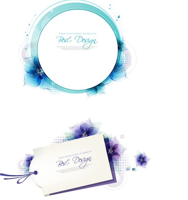 Set Of Fresh and Clean Vector Floral Card Design Templates