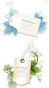 Set Of Vector Clean Card Backgrounds with Floral Decorations