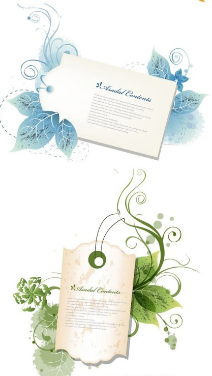 Set Of Vector Clean Card Backgrounds with Floral Decorations