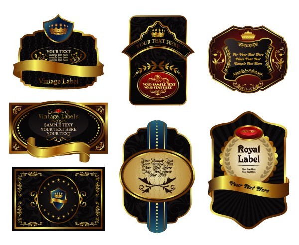 Set Of Vector Retro Royal Labels