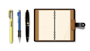 Vector Notepad and Pens Mockup