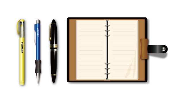 Vector Notepad and Pens Mockup