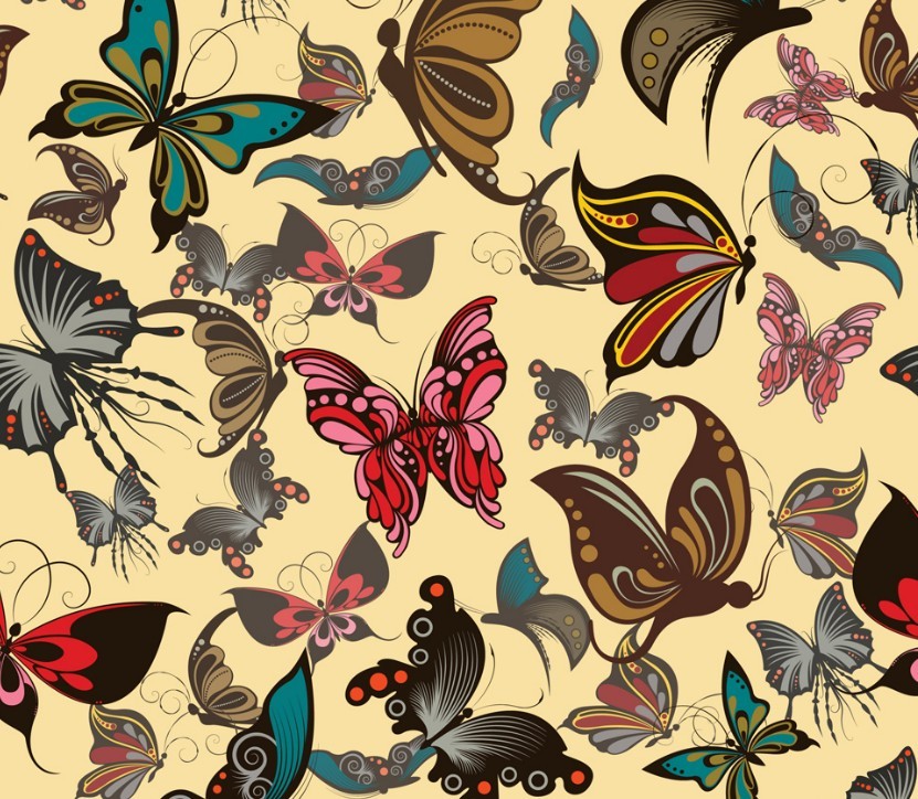 Vintage Butterfly Patterns Vector
