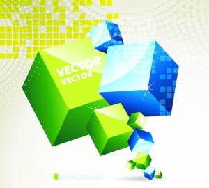 Abstract 3D Colored Boxes Background Vector 03