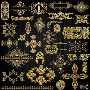 Gorgeous Golden Vintage Floral Ornaments
