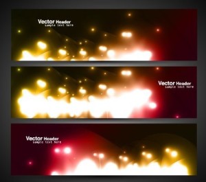 Set Of Vector Header Banner with Bright Halo Backgrounds