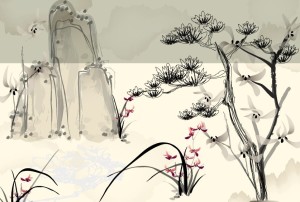 Vector Ink and Wash Landscape