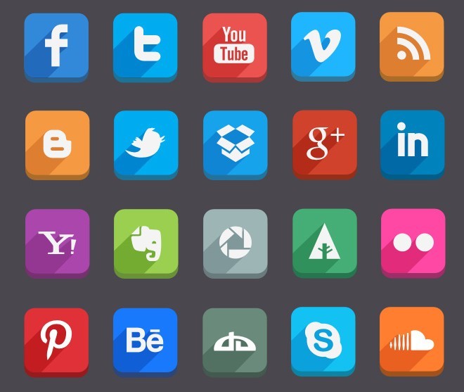 45 Flat Styled Social Icons PSD
