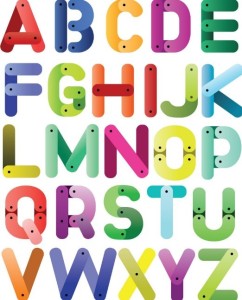 Colored Cartoon English Alphabet Vector