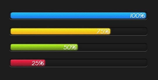 Colored Loading Bar With Percentage PSD