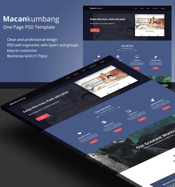 Macankumbang Free One Page Website Template PSD