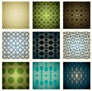 Set Of Vector Seamless Classic Floral Patterns 01