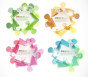 Bright Colorful Puzzles Background Vector 03