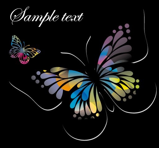 Classical Colored Butterflies and Flowers Vector 03
