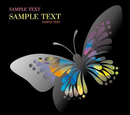 Classical Colored Butterflies and Flowers Vector 04