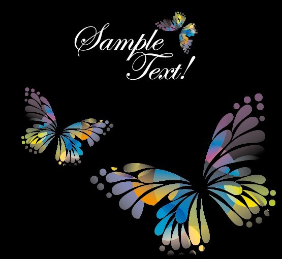 Classical Colored Butterflies and Flowers Vector 05