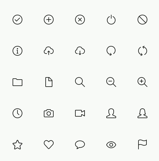 Clean Dark Line Icons Pack VOL.1 PSD