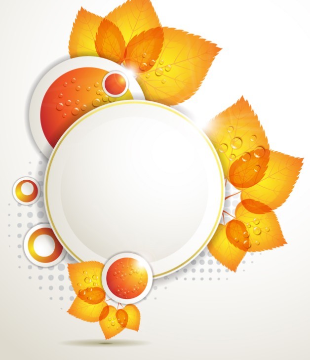 Orange Leaf and Butterfly Vector Frame 02