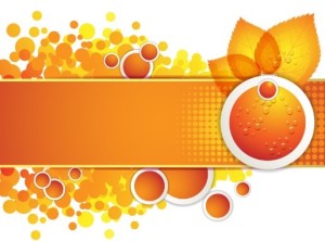 Orange Leaf and Butterfly Vector Frame 04