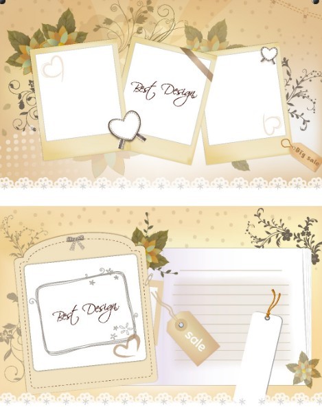 Set Of Clean Photo Frames and Letter Paper Vector