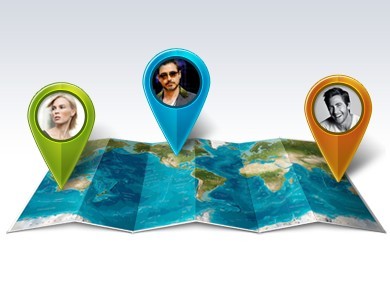 World Map and Pointers PSD