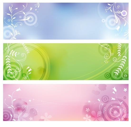 3 Fresh Spring Banners With Flourish Floral Backgrounds Vector