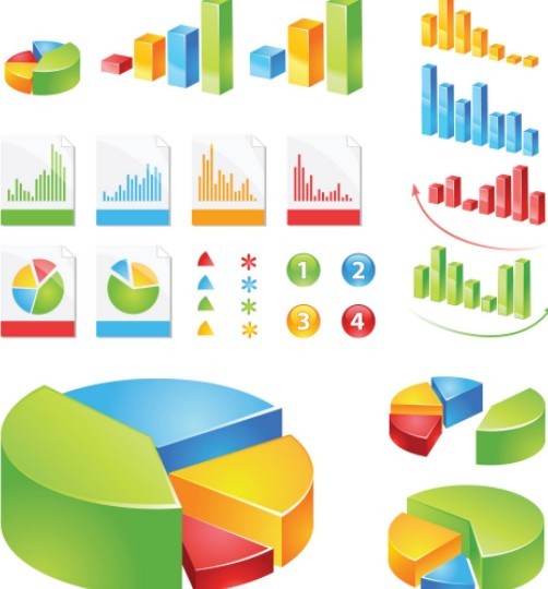 Colored Data Statistic Icons For Infographic Vector