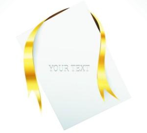 Creative Blank Card with Glossy Yellow Ribbon Vector 01