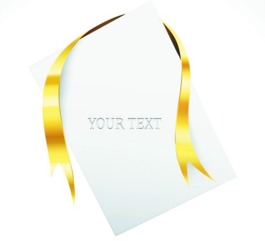 Creative Blank Card with Glossy Yellow Ribbon Vector 01