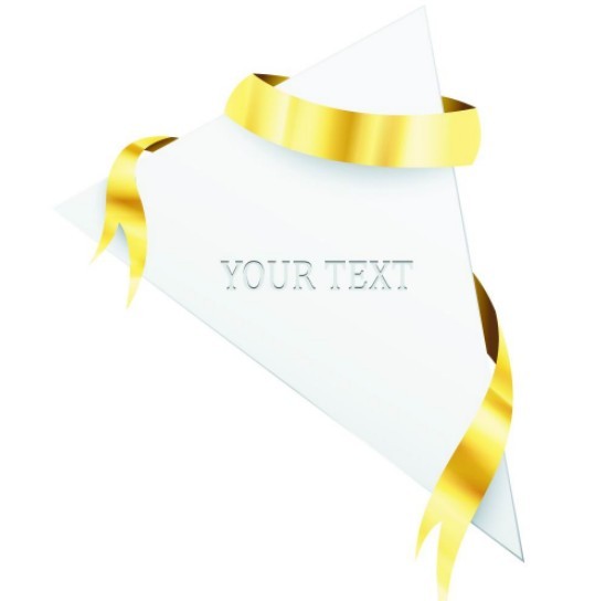 Creative Blank Card with Glossy Yellow Ribbon Vector 02
