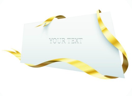 Creative Blank Card with Glossy Yellow Ribbon Vector 03