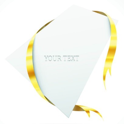 Creative Blank Card with Glossy Yellow Ribbon Vector 04
