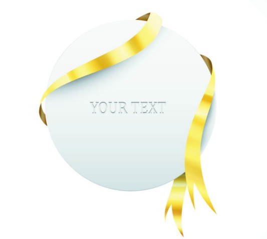 Creative Blank Card with Glossy Yellow Ribbon Vector 05