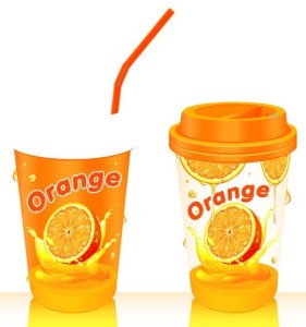 Paper And Plastic Drinking Cup with Drinking Straw Template Vector 01