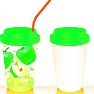 Paper And Plastic Drinking Cup with Drinking Straw Template Vector 02