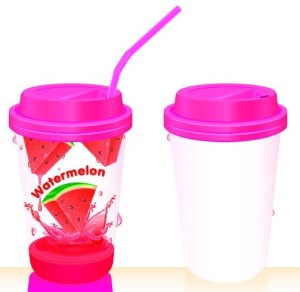 Paper And Plastic Drinking Cup with Drinking Straw Template Vector 05