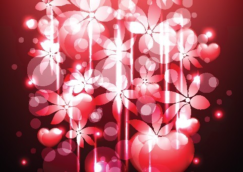 Pink Cherry Blossoms with Halos Background Vector