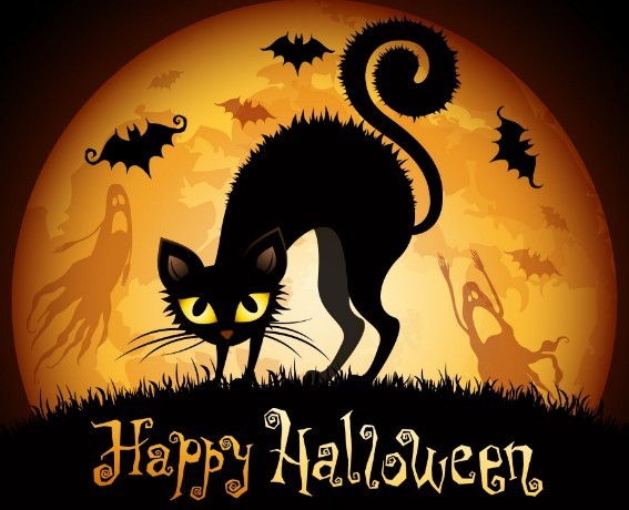 Cartoon Happy Halloween Card Background Vector
